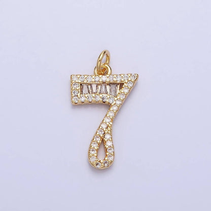 Micro Pave CZ Numbering Charms Pave Dangle Gold Filled Over Brass Number Charms Women Pave Number Findings Number 0-9 Charms AC519 - AC528: All # 0-9