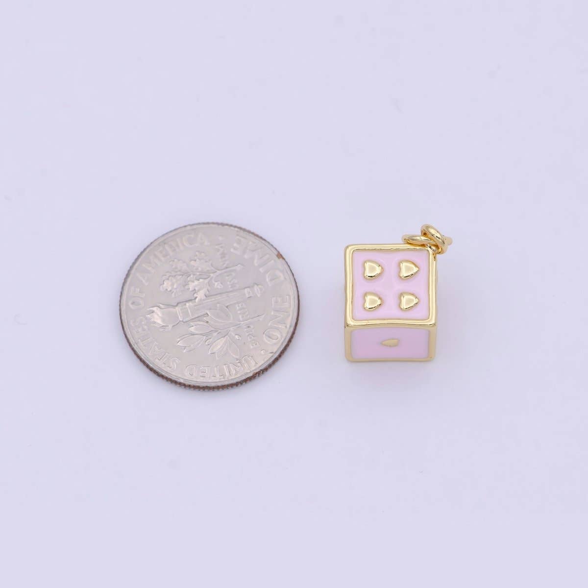 Mini Pink Gold Dice Charm For Gambling Las Vegas Jewelry Inspired for girl women W-166