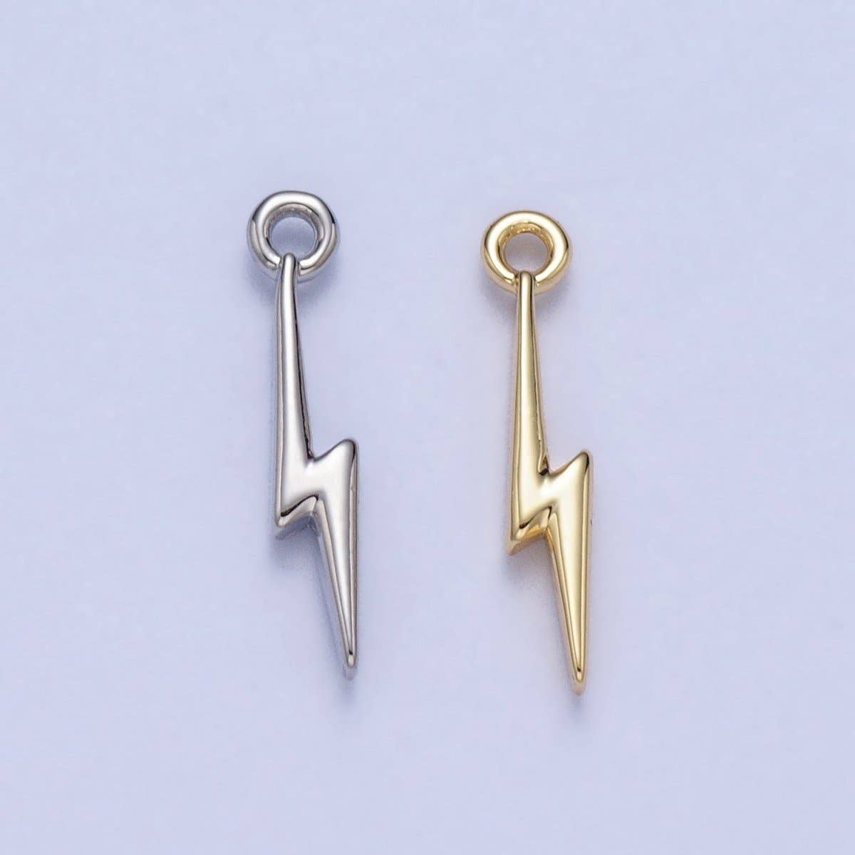 Lightning Bolt Storm Thunder Mini Charm in Gold & Silver | AC-052: Silver