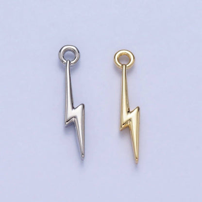 Lightning Bolt Storm Thunder Mini Charm in Gold & Silver | AC-052: Silver