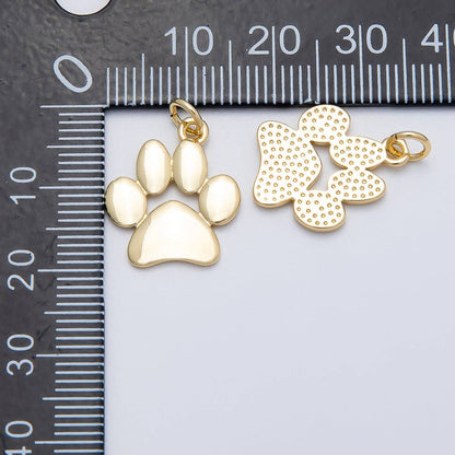 16K Gold Filled 18mm Minimalist Animal Pet Paw Print Charm | Charms-00474