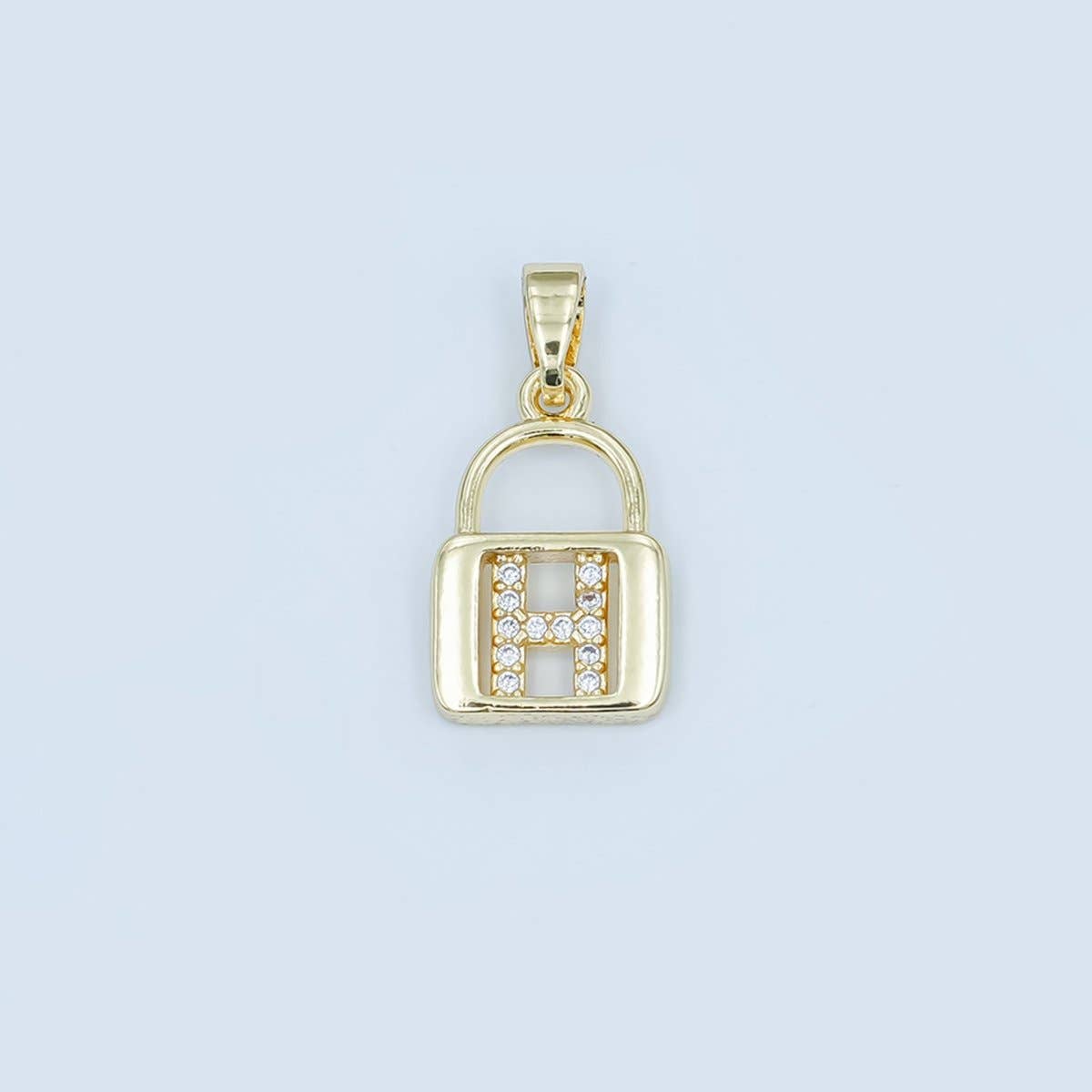 24K Gold Filled Micro Paved Initial Letter Padlock Pendant | A001 - A013: Letter K