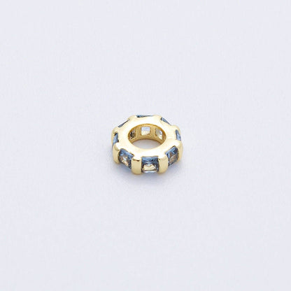 16K Gold Filled 8mm Personalized Birthstone Micro Paved Round CZ Rondelle Spacer Bead | Beads-00152 ~ Beads-00163: October - Pink Tourmaline