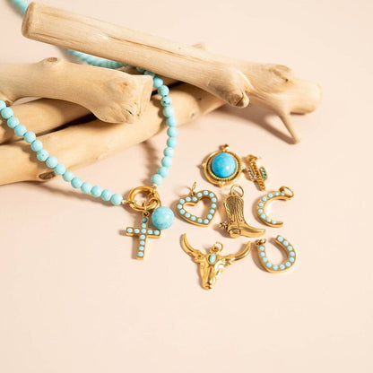 18K Gold PVD Western Charm Bar Charm Set (9pc): Gold