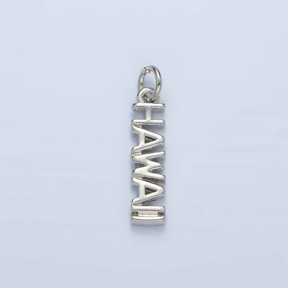 16K Gold Filled USA City States Script Tag Charm in Gold & Silver | D814 - D823: Gold / California