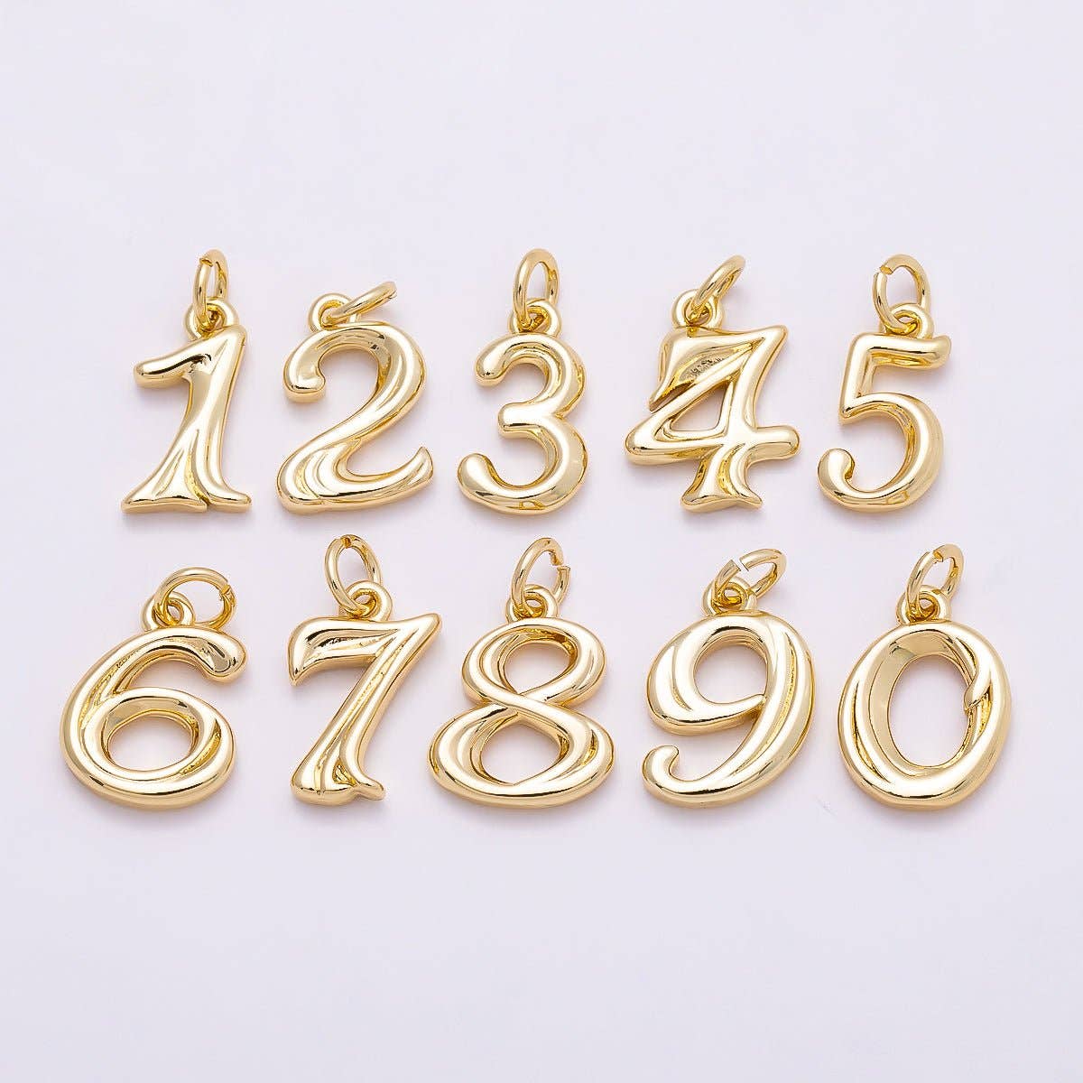16K Gold Filled 14mm Minimalist Molten Number Numerology Charm | Charms-00878 ~ Charms-00887: Numbers 0-9 Set