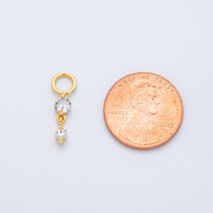 18K Gold Filled Clear CZ Double Round Add-On Drop Earring Charm | AH-911