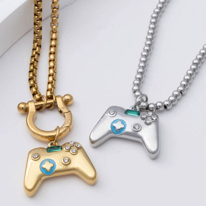18K Gold PVD Stainless Steel Game Controller Charm: Stainless