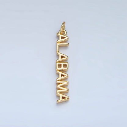 16K Gold Filled USA City States Script Tag Charm in Gold & Silver | D814 - D823: Gold / California