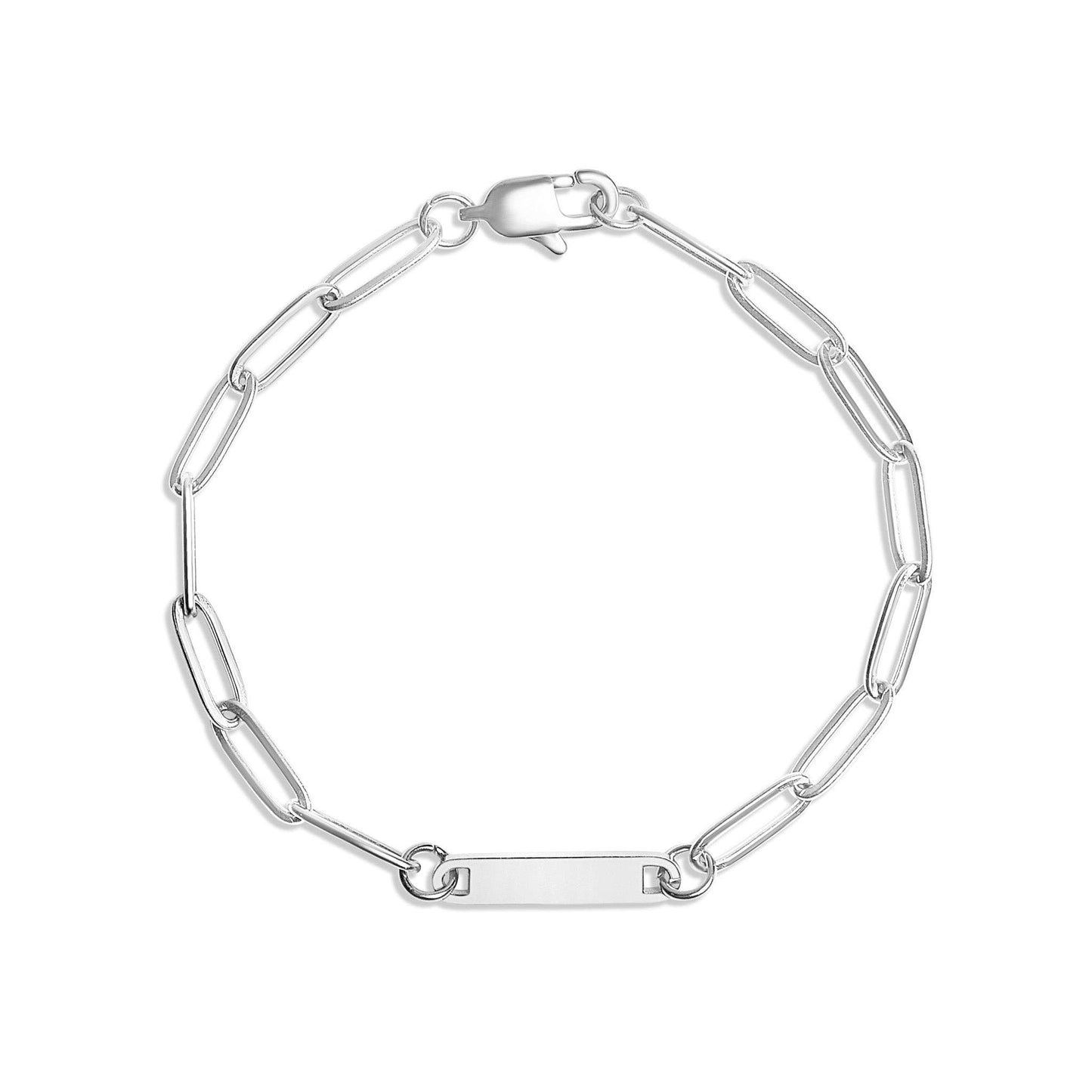Stainless Steel Engravable Paperclip Bar Bracelet: Gold
