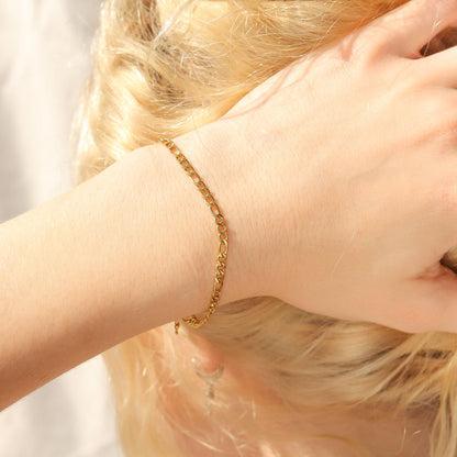 18K Gold Figaro Chain Bracelet / Anklet: 10" / 4mm