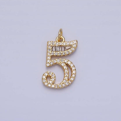 Micro Pave CZ Numbering Charms Pave Dangle Gold Filled Over Brass Number Charms Women Pave Number Findings Number 0-9 Charms AC519 - AC528: All # 0-9