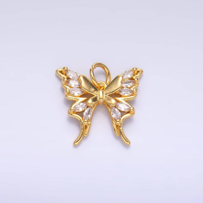 24K Gold Filled Marquise CZ Butterfly Charm in Gold & Silver | C020: Silver