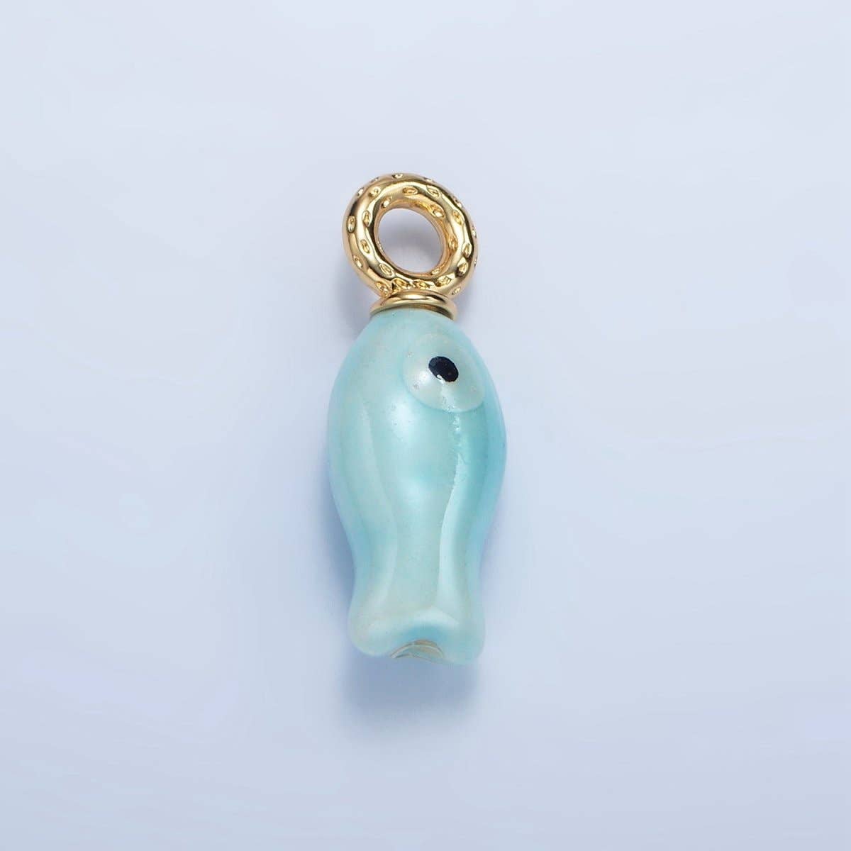 24K Gold Filled 30mm Enamel Fish Sea Animal Ceramic Drop Charm | X794 - X801: White