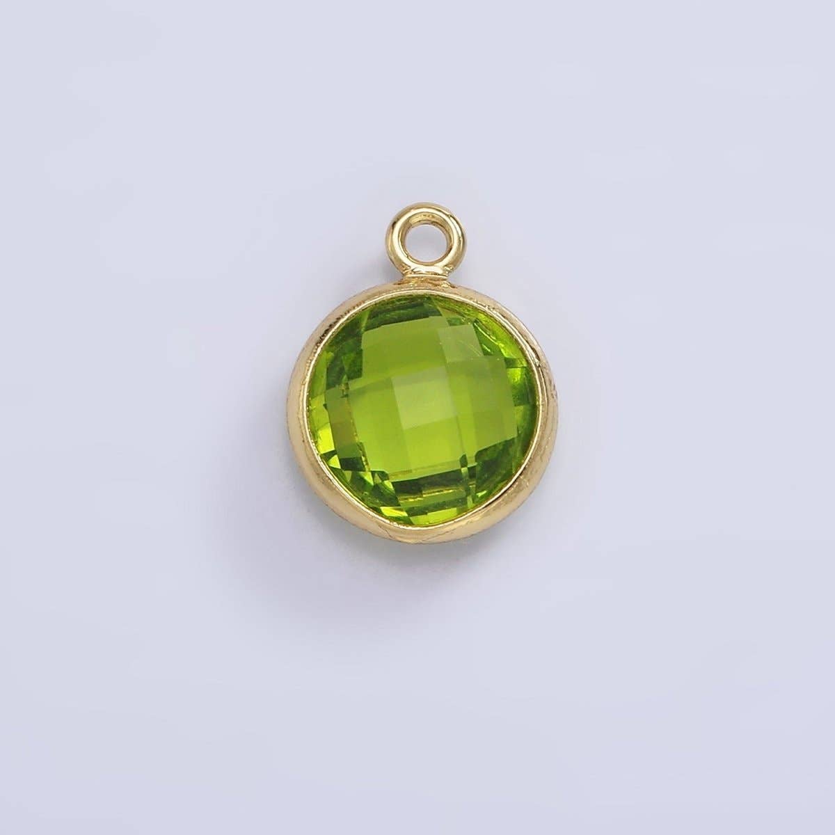 9mm Round BIRTHSTONE Cubic Zirconia Circle Gold Charm Add on Component For Jewelry Making | N-1209 N-1210: Red