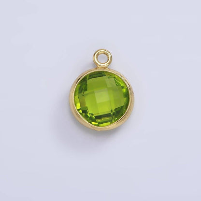 9mm Round BIRTHSTONE Cubic Zirconia Circle Gold Charm Add on Component For Jewelry Making | N-1209 N-1210: Red