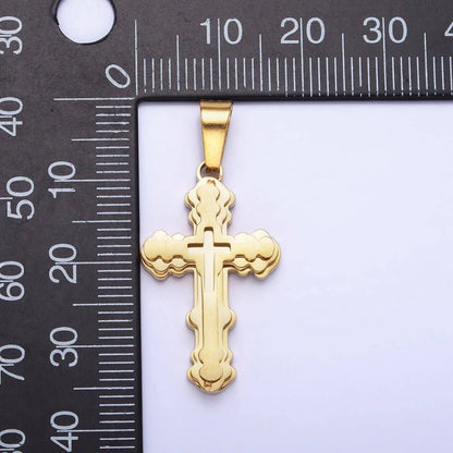 Stainless Steel Layered Religious Bubble Cross Pendant in Gold & Silver | P-1080: Silver