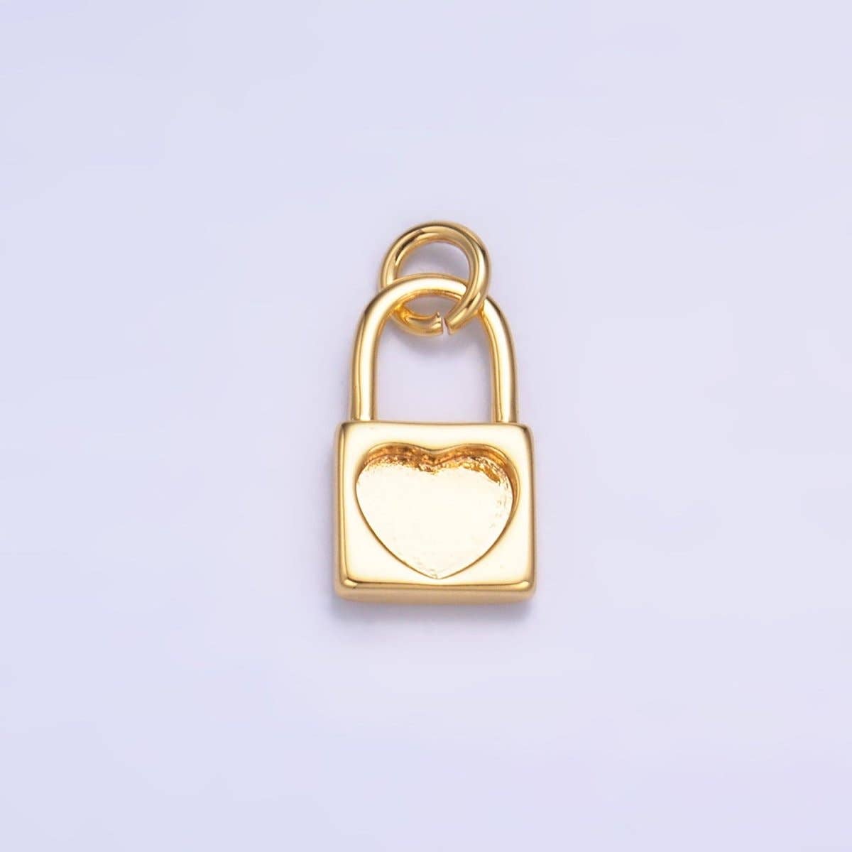 24K Gold Filled Heart Padlock Mini Charm in Gold & Silver | W871: Gold