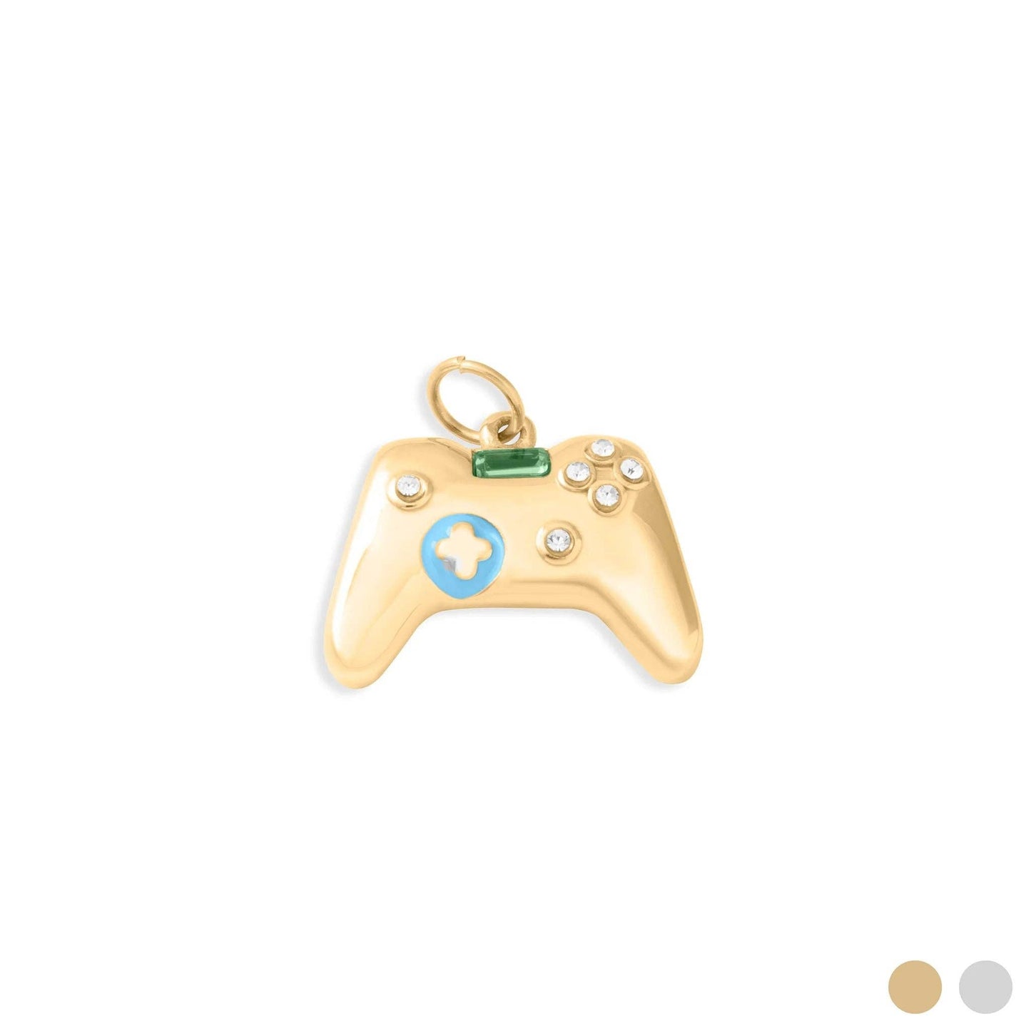 18K Gold PVD Stainless Steel Game Controller Charm: Stainless