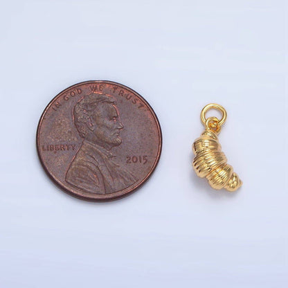 24K Gold Filled 12mm Mini Minimalist Croissant 3D Charm | D419