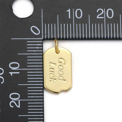 24k Gold Filled Good Luck Charm, Bar Plate