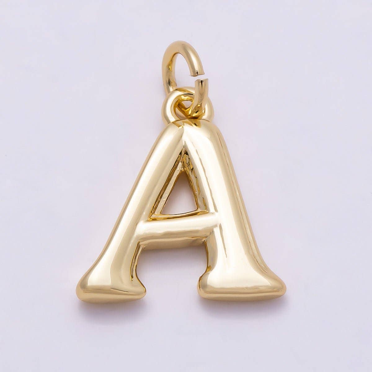 16K Gold Filled 14mm Minimalist Molten Alphabet Initial Letter Charm | Charms-00908 ~ Charms-00933: Letter A