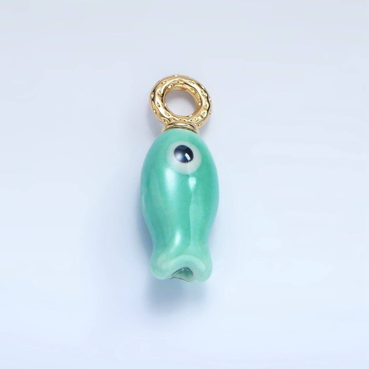 24K Gold Filled 30mm Enamel Fish Sea Animal Ceramic Drop Charm | X794 - X801: White