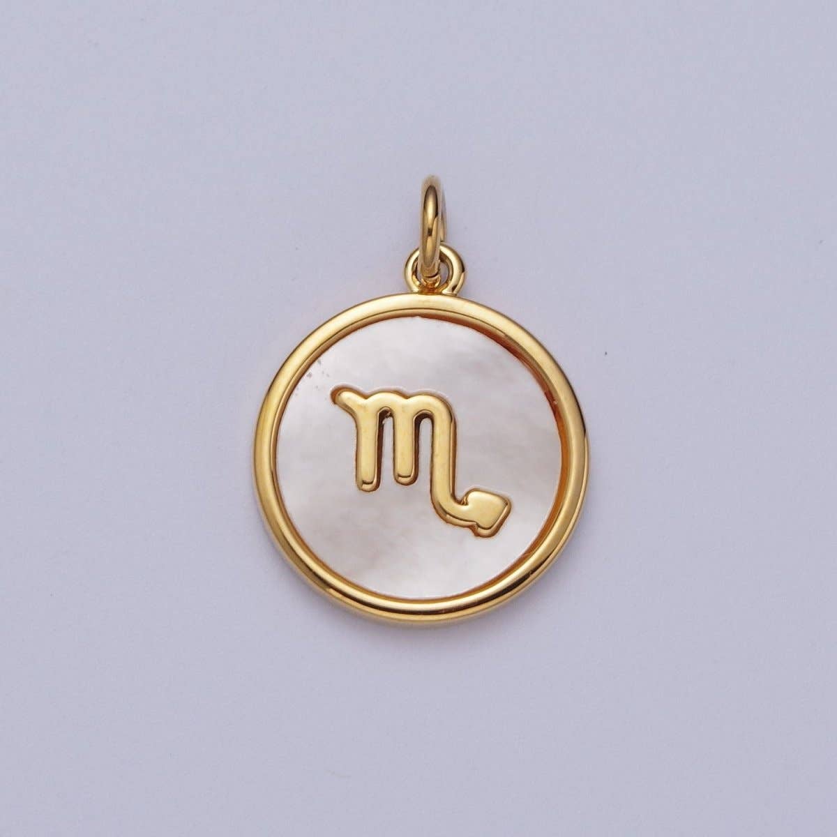 24K Gold Filled Zodiac Signs Shell Pearl Round Coin Charm Astrology Jewelry Making | A-A1367-A-A1372: Taurus