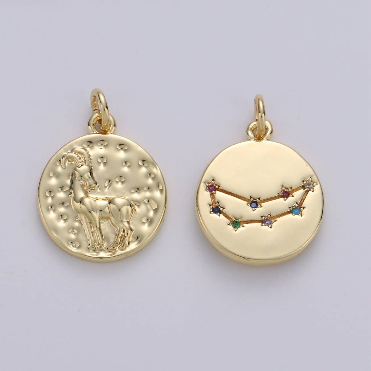 14K Gold Filled Zodiac Constellation Charms, Zodiac Symbol, Horoscope Charm, Gold Astrological Zodiac Signs, Double Sided Charm Pendant | A-A1707-A-A1712: Taurus