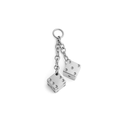18K Gold PVD Stainless Steel Dice Charm: Gold