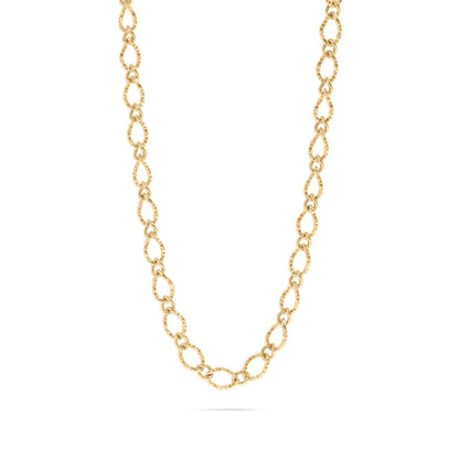 18K Gold PVD Stainless Steel Hammered Oval Chain Necklace: Gold / 18+2"