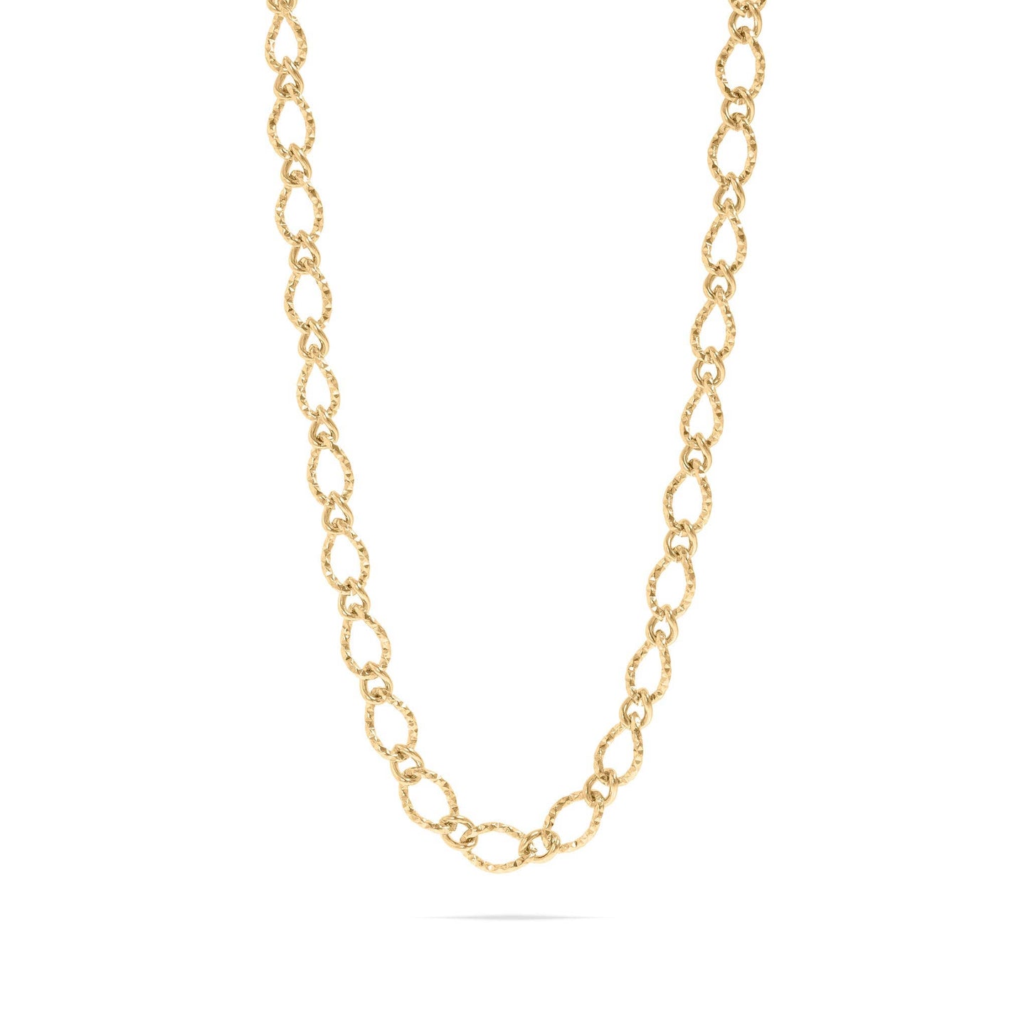 18K Gold PVD Stainless Steel Hammered Oval Chain Necklace: Stainless / 18+2"