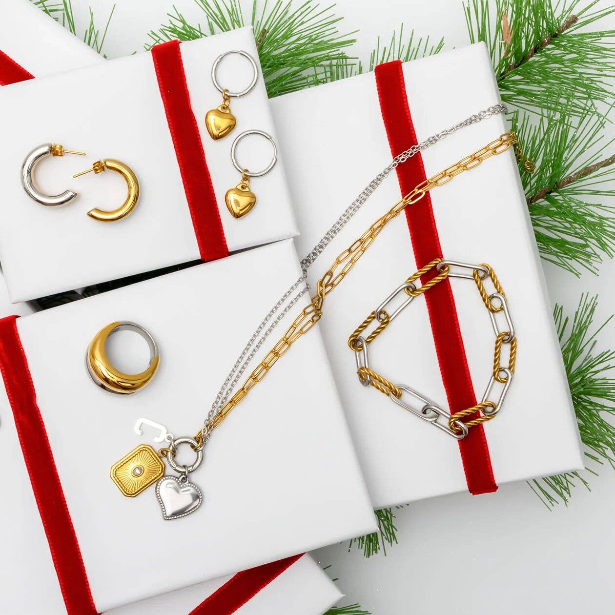 18K Gold Stainless Steel Mixed Metal Twist Chain Bracelet: Mixed Metal