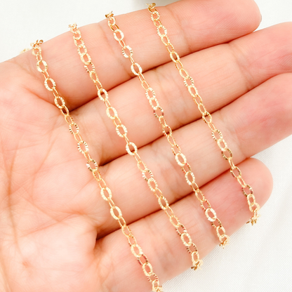 Permanent  Jewelry  14k Gold Filled Diamond Cut Oval Link: 7in. / 2.1mm-3mm / Cable