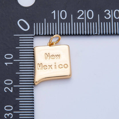 18K Gold Filled United States of America State Map Charm in Gold & Silver | AK064 - AK113: SILVER / 49. Texas