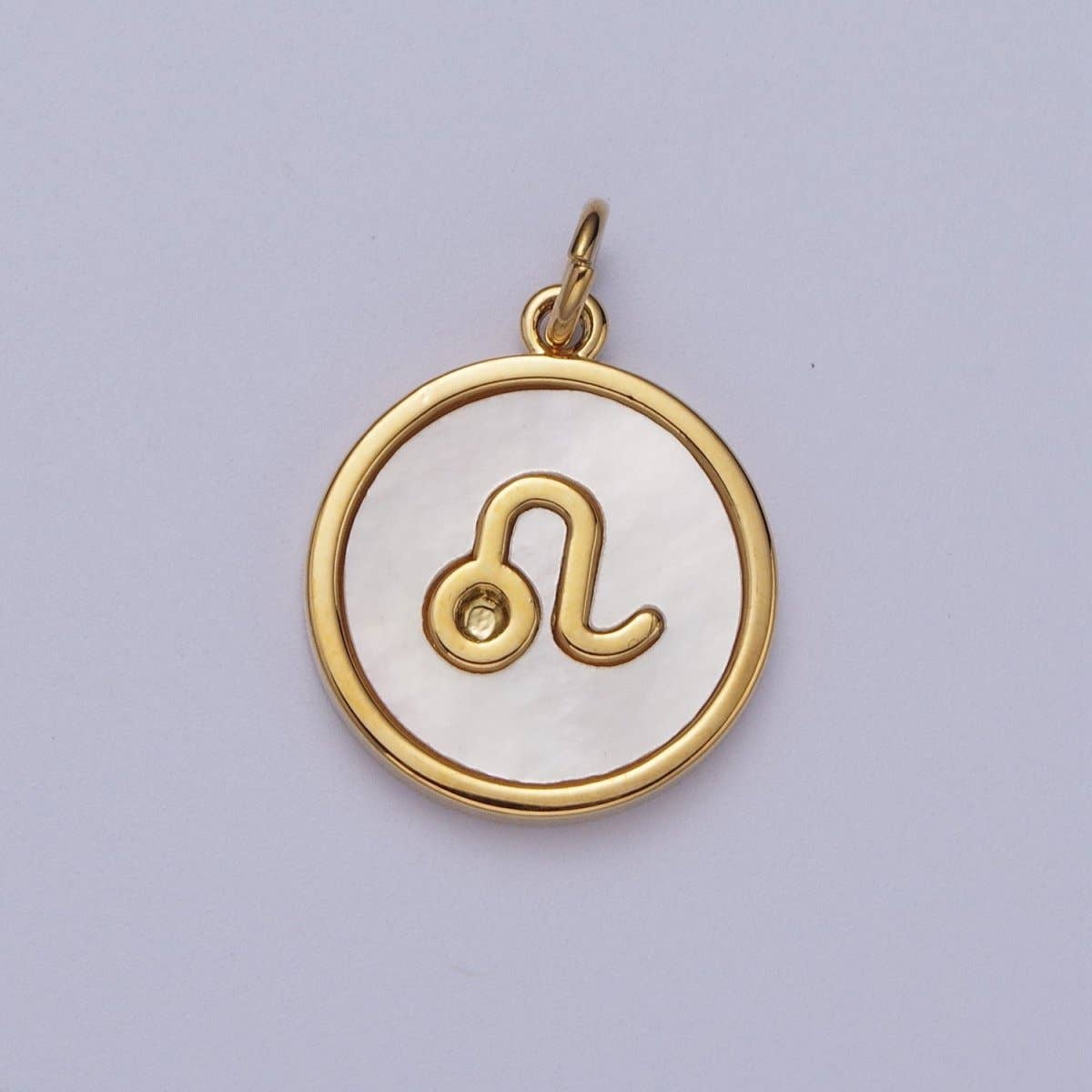 24K Gold Filled Zodiac Signs Shell Pearl Round Coin Charm Astrology Jewelry Making | A-A1367-A-A1372: Gemini