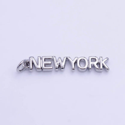 16K Gold Filled USA City States Script Tag Charm in Gold & Silver | D814 - D823: Gold / California