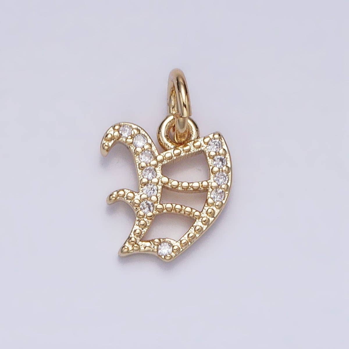16K Gold Filled Initial Letter Old English Font Personalized Micro Paved Add-On Charm | A-572-A-584: ALL INITIAL