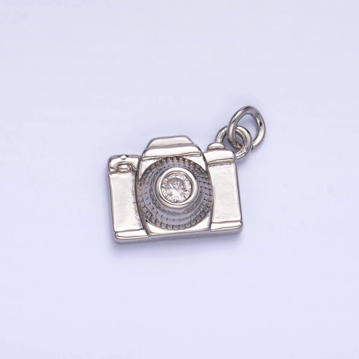 16K Gold Filled CZ Digital Camera Photography Charm in Gold & Silver | Y464: Silver