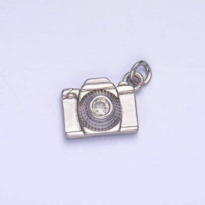 16K Gold Filled CZ Digital Camera Photography Charm in Gold & Silver | Y464: Silver