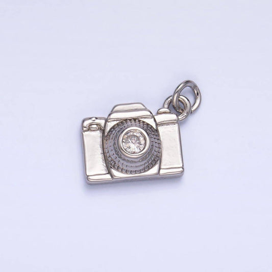 16K Gold Filled CZ Digital Camera Photography Charm in Gold & Silver | Y464: Silver