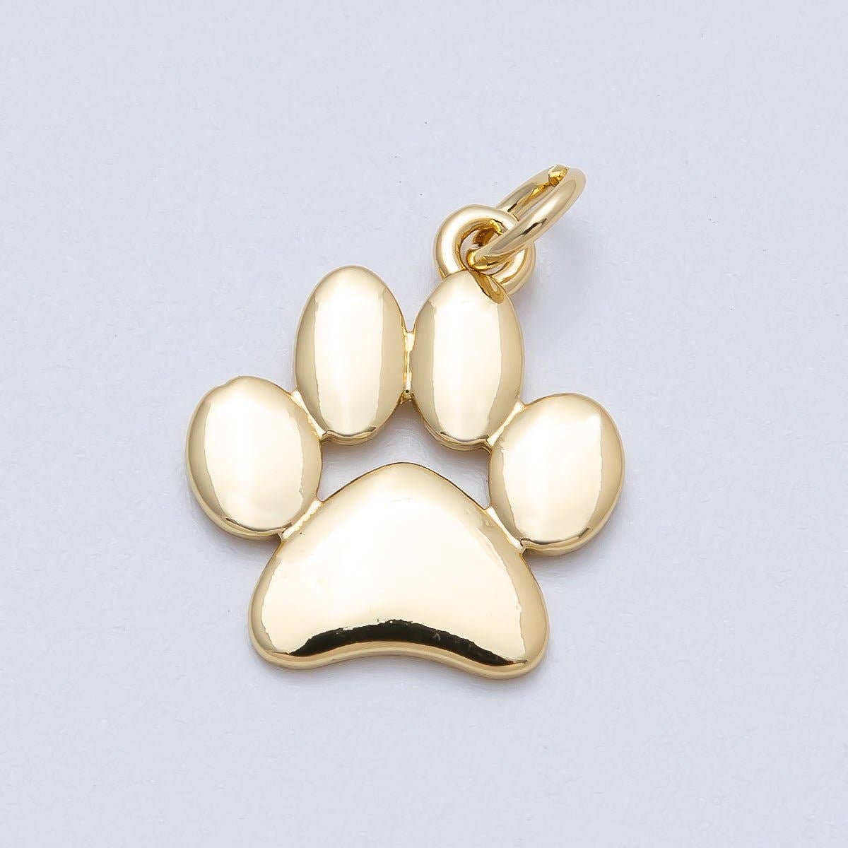 16K Gold Filled 18mm Minimalist Animal Pet Paw Print Charm | Charms-00474