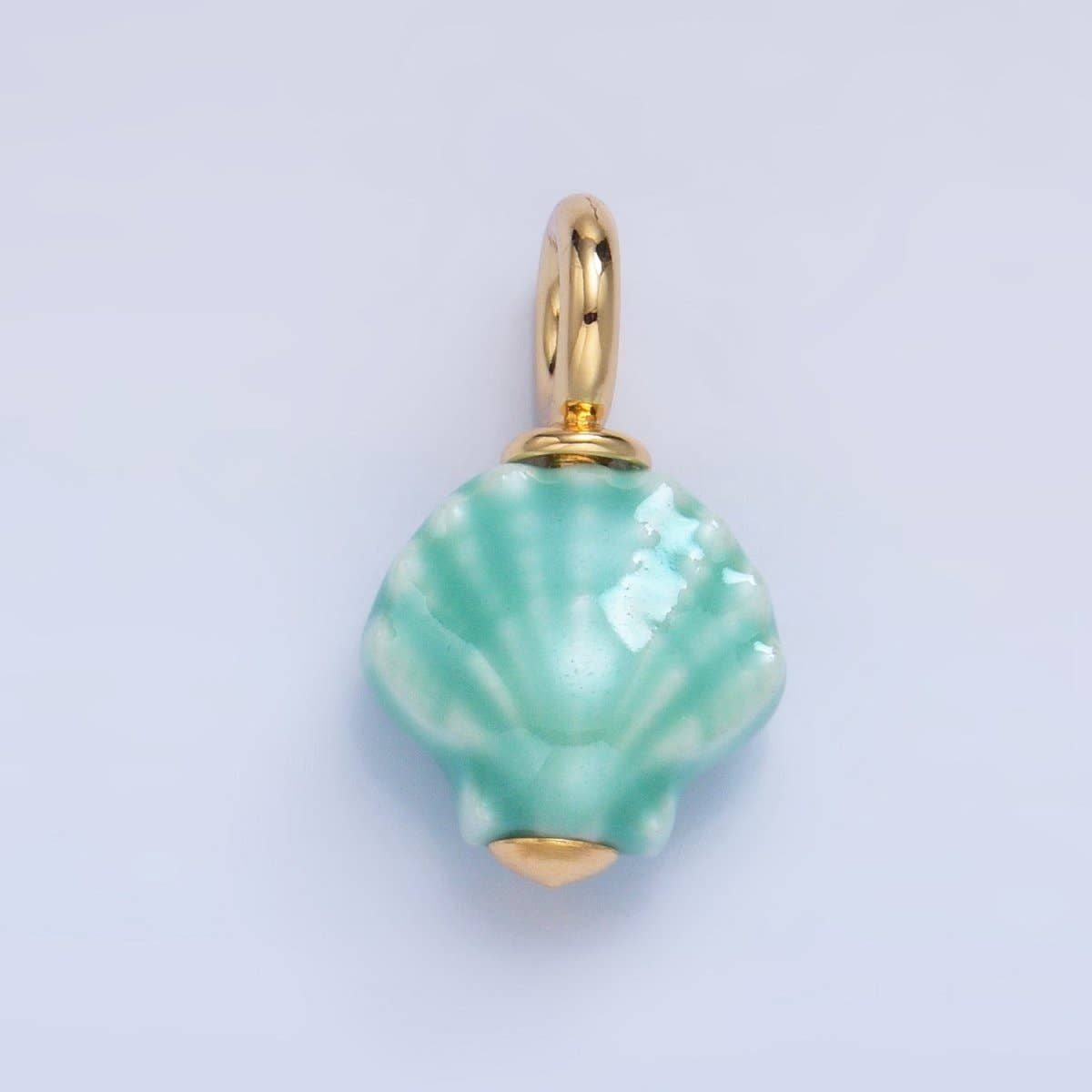 24K Gold Filled Nature Floral Mushroom Pet Sea Sell Ceramic Drop Charm: 21 Pink House