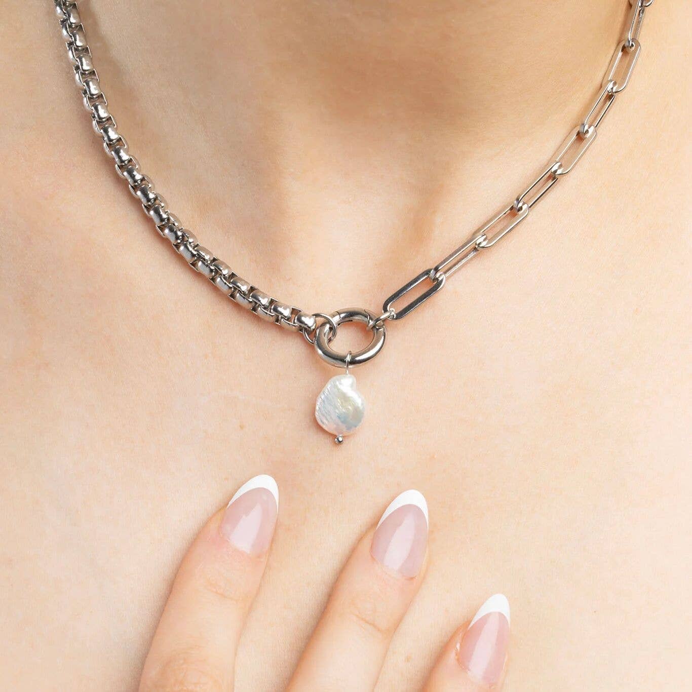 18K Gold PVD Stainless Steel Baroque Pearl Charm: Stainless