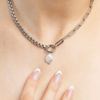 18K Gold PVD Stainless Steel Baroque Pearl Charm: Stainless
