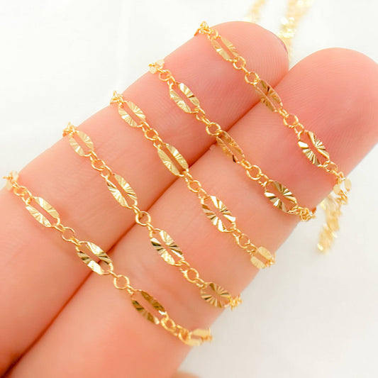 Permanent  Jewelry 14K Gold Filled Diamond Cut Marina Link Chain: 5.1mm-6mm 7in