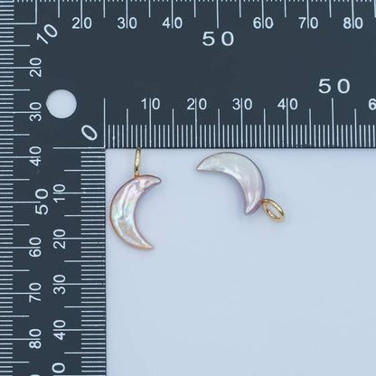 24K Gold Filled 23mm Freshwater Pearl Crescent Moon Celestial Pendant | P1660.