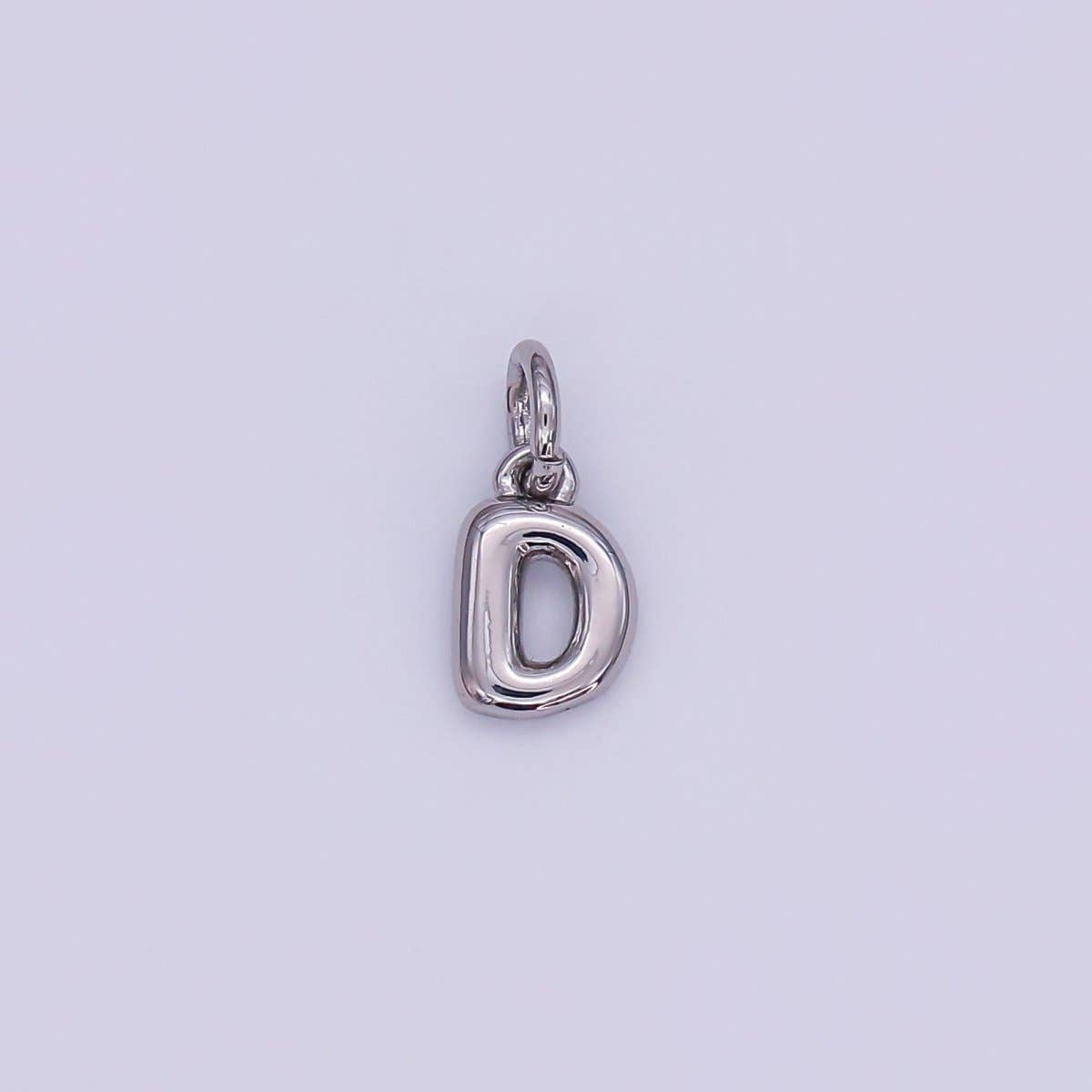 White Gold Filled 10mm Initial Letter Chubby Balloon Mini Charm | A029 - A041: Letters Set