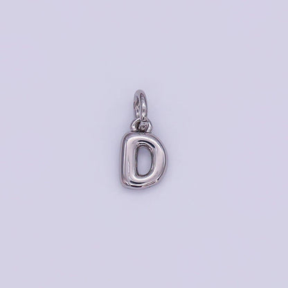 White Gold Filled 10mm Initial Letter Chubby Balloon Mini Charm | A029 - A041: Letters Set