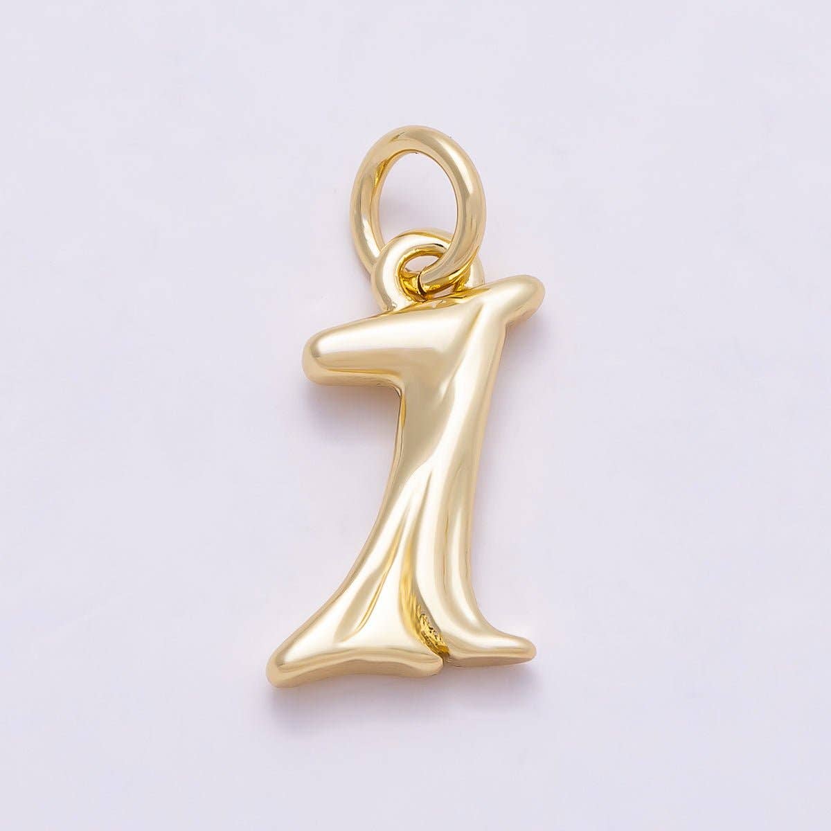 16K Gold Filled 14mm Minimalist Molten Alphabet Initial Letter Charm | Charms-00908 ~ Charms-00933: Letter A